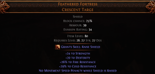 RISE OF THE ABYSSAL Feathered Fortress UNIQUE SHIELD LVL 26 REQUIRED - image