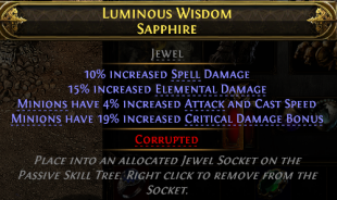 INFERNALIST MINION WITCH JEWEL 10% SPELL DMG 15% ELE DMG MINION 4% ATTACK SPEED 19% CRIT DMG BONUS - image