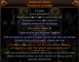 NASCENT HOPE UNIQUE THAWING CHARM LVL 12 REQ UNIQUE CANNOT BE FROZEN CHARM - image