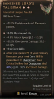 2GA Banished Lord's Talisman (48/60) ✷3 Core Skills ✷15% Maximum Life - image