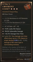 3GA X'fal's Corroded Signet (8008/9295) ✷9% Lucky Hit Chance ✷90% Vulnerable Damage ✷142.5% Damage O - image