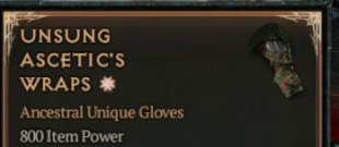800 IP 1GA Unsung Ascetic's Wraps - random stats - Season 10 - image