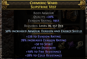 1951 EVASION CHEST 50 SPIRIT 17 DEX 19% FIRE 29% COLD RESIST RANGER CHEST LIGHTNING SPEAR AMAZON - image