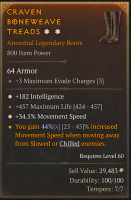 2GA BOOTS — +3 Evade Charges / +34.5% Move Speed / +182 Int / +457 Life - image
