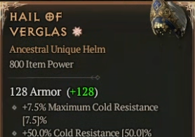 800 IP 1GA Hail of Verglas - random stat - Season 9 - image