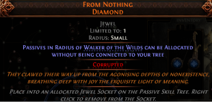 FROM NOTHING DIAMOND UNIQUE JEWEL WALKER OF THE WILDS PASSIVE SKILL OR VAAL PACT - image