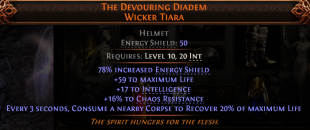 RISE OF THE ABYSS THE DEVOURING DIADEM UNIQUE HELM LVL 10 REQ MINION HELM WITCH HELM SORCERESS HELM - image