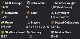 ✳️❗️ Solo-Coop | VIP | 158 SB lvl | 39 AVG | Cata 27 | 2.71b NW | Full accept | Hypixel SkyBlock ❗️ - image