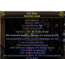 694 EVASION + 270 E.S CHEST 51 SPIRIT 23% DEFLECTION 27% FIRE 27% COLD RESISTS RANGER HUNTRESS MERC - image