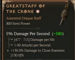 800 IP 1GA Greatstaff of the Crone - random stats - Season 9 - image