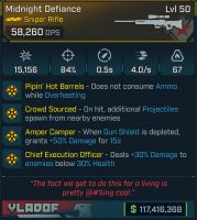 ⭐[MODDED] L50 MIDNIGHT DEFIANCE (TWITCH DROP) - 58K DPS - 0.5s RELOAD - BIPOD - COV MAG - CEO...⭐ - image