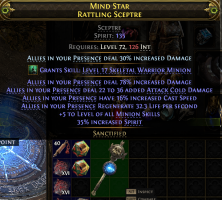 RATTLING SCEPTRE +5 MINION SKILLS 78% INCREASED DMG COLD DMG 16% CAST SPEED 135 SPIRIT INFERNALIST - image