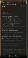 3GA Rotting Lightbringer (480/600) ✷45% Willpower ✷67.5% Resource Cost Reduction ✷825% Poison Damage - image