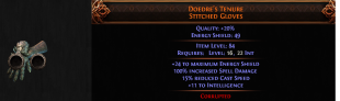 PERFECT 2 SOCKETED DOEDRE'S TENURE STITCHED GLOVES UNIQUE GLOVES 100% SPELL DAMAGE LICH WITCH SORC - image