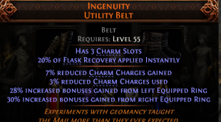 RISE OF THE ABYSSAL INGENUITY BELT 3 CHARM SLOTS 28% LEFT 30% RIGHT RING BONUSES FROM RINGS DEADEYE - image