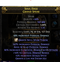 600+ DPS SPEAR 82% ELEMENTAL DMG 14% CRIT DMG BONUS 15% ATTACK SPEED HUNTRES AMAZON SPEAR WEAPON - image
