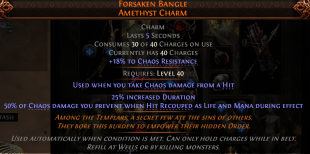 RISE OF THE ABYSSAL FORSAKEN BANGLE UNIQUE AMETHYST CHARM UNIQUE CHARM LVL 40 REQ - image