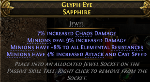 RISE OF THE ABYSSAL MINION JEWEL 7% CHAOS DMG 9% MINION DMG 4% MINION CAST + ATTACK SPEED 8% ALL RES - image