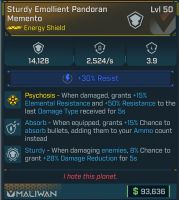 ⭐L50 PANDORAN MEMENTO - 14,128 CAPACITY - 30% SHOCK RES - 3,9 DELAY - PSYCHOSIS - 15% ABSORB BULLET⭐ - image