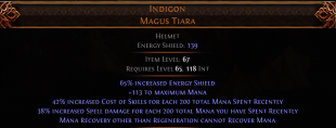 RISE OF THE ABYSSAL Indigon Magus Tiara LVL 65 REQUIRED UNIQUE HELMET  WITCH HELM SORCERESS HELM - image