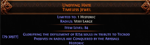 RISE OF THE ABYSSAL Undying Hate TECROD ROLLED Timeless Jewel NEW UNIQUE JEWEL - image