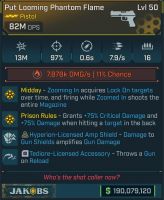 ⭐[MODDED] L50 PHANTOM FLAME - 82M DPS (+7.878K FIRE DMG/s) - 7.9s FIRE RATE - ZIP ROCKETS 23M DMG⭐ - image