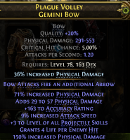 553 MAX DMG GEMINI BOW +3 PROJECTILE SKILLS 9% ATTACK SPEED ACCURACY 530 DPS DEADEYE RANGER BOW - image