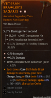 DOUBLE GREATER AFFIX TWO-HANDED AXE GA STRENGTH GA % DAMAGE RESOURCE COST REDUCTION 2 SOX 2 GA 2 HAN - image
