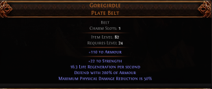 RISE OF THE ABYSSAL Goregirdle UNIQUE BELT LVL 24 REQUIRED WARRIOR BELT - image