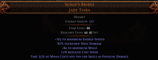 RISE OF THE ABYSSAL Scold's Bridle Jade Tiara UNIQUE HELMET LVL 50 REQ - image