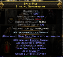 700 DPS MONK QUARTERSTAFF 23% ATTACK SPEED 99 FIRE DMG 22 DEX ACCURACY INVOKER MONK STAFF - image