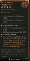 2GA Tal Rasha's Iridescent Loop (23/25) ✷4 Potent Warding ✷12% Lucky Hit Chance - image
