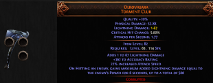 3 SOCKETED 20% QUALITY OLROVASARA TORMENT CLUB LVL 65 REQ Lazy's Molten Blast WEAPON - image