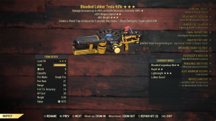 Bloodied Lobber Tesla Rifle (+25% Weapon Speed, -90% Weight) - image