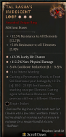 3GA Tal Rasha's Iridescent Loop (18/25) ✷4 Potent Warding ✷12% Lucky Hit Chance ✷112.5%  non-phyisca - image