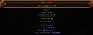 RISE OF THE ABYSSAL Greymake Brimmed Helm LVL 5 REQ UNIQUE HELMET - image