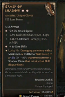 S5-> Grasp of Shadow with 2 Greater Affixes / +4 to Core Skills/22.5% Attack Speed/ - 7.5 lhc, 141.5 - image