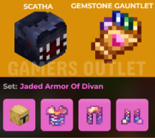 Jaded Divan w/ Perfect Gems + Gemstone Gauntlet w/ Perfect Gems + LVL 100 Scatha Leg no tier boost - image