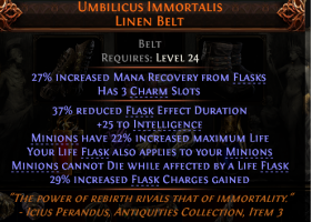 UMBILICUS IMMORTALIS UNIQUE BELT FOR MINION WITCH MORE MINION LIFE YOUR FLASK HEALS MINIONS LVL 24 - image