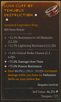 2GA RING — +75% DoT / +75% Poison Res / +5.6% Crit / +12.5% All Res / +48% Dmg - image
