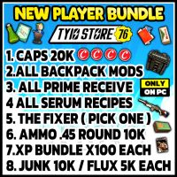 NEW PLAYER BUNDLE FALLOUT 76  (SERUM - BACKPACK PLANS - PRIME PLANS - CAPS - FIXER - AMMO - JUNK ,., - image