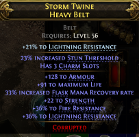 RISE OF THE ABYSSAL INSANE BELT 3 CHARM SLOTS 128 ARMOR 91 LIFE 22 STR 36% FIRE 57% LIGHTNING RESIST - image