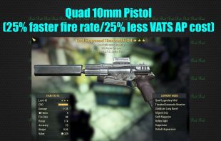 Quad 10mm Pistol (25% faster fire rate/25% less VATS AP cost) - image