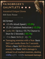 3GA Paingorger's Gauntlets (110/125) ✷15% Attack Speed ✷13.2% Cooldown ✷ 33,7% Chance to Stun - image