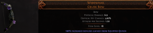 RISE OF THE ABYS 3 SOCKETED Widowhail Crude Bow UNIQUE BOW NO LVLREQ 250% bonuses gained from Quiver - image