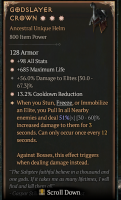 3GA Godslayer Crown (51/60) ✷98 All Stats ✷685 Maximum Life ✷13.2% Cooldown Reduction - image