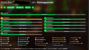 Minecraft account / Skill average 27.96 ( Farming 50 /Combat 24 ) / NW 655M / Hypixel lvl 76 - image