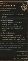 2GA Malefic Crescent (180/200) ✷16.5% Willpower ✷3 Feral Aptitude - image