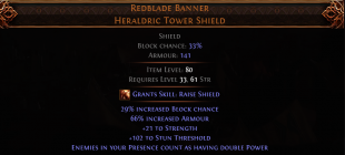 RISE OF THE ABYSSAL Redblade Banner UNIQUE SHIELD LVL 33 REQUIRED - image