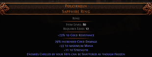 RISE OF THE ABYSSAL PERFECT Polcirkeln UNIQUE RING LVL 12 REQ 30% COLD DAMAGE + SHATTER CHANCE RING - image